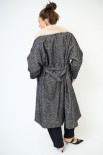 CAPPOTTO LUNGO ACCAPPATOIO CON COLLO PELLICCIA NERO