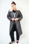 CAPPOTTO LUNGO ACCAPPATOIO CON COLLO PELLICCIA NERO