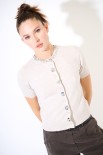 CARDIGAN MEZZA MANICA CON APPLICAZIONE BEIGE