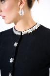 CARDIGAN MEZZA MANICA CON APPLICAZIONE NERO