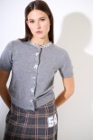 CARDIGAN MEZZA MANICA CON APPLICAZIONE GRIGIO