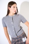 CARDIGAN MEZZA MANICA CON APPLICAZIONE GRIGIO