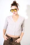 CARDIGAN SCOLLO V MISTOLANA MERINOS BEIGE