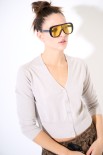 CARDIGAN SCOLLO V MISTOLANA MERINOS BEIGE
