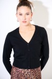 CARDIGAN SCOLLO V MISTOLANA MERINOS NERO