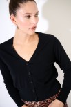 CARDIGAN SCOLLO V MISTOLANA MERINOS NERO