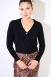 CARDIGAN SCOLLO V MISTOLANA MERINOS NERO