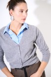 CARDIGAN SCOLLO V MISTOLANA MERINOS GRIGIO