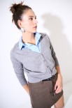 CARDIGAN SCOLLO V MISTOLANA MERINOS GRIGIO