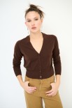 CARDIGAN SCOLLO V MISTOLANA MERINOS MORO