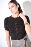 CARDIGAN LUREX MEZZA MANICA NERO