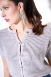CARDIGAN LUREX MEZZA MANICA GRIGIO