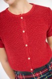 CARDIGAN LUREX MEZZA MANICA ROSSO