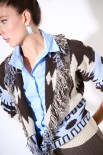 CARDIGAN CORTO CON FRANGE DIS. ETNICO BURRO