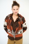 CARDIGAN CORTO CON FRANGE DIS. ETNICO COCCIO
