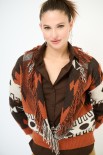 CARDIGAN CORTO CON FRANGE DIS. ETNICO COCCIO