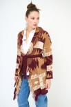 GIACCA KIMONO IN MAGLIACON CINTURA DISEGNO PAISLEY VINO