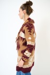 GIACCA KIMONO IN MAGLIACON CINTURA DISEGNO PAISLEY VINO