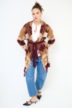 GIACCA KIMONO IN MAGLIACON CINTURA DISEGNO PAISLEY VINO