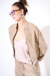 BOMBER ZIP CANNA DI FUCILE TASCA FIANCO BURRO