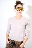 MAGLIA SCOLLO V MISTO LANA MERINOS BEIGE