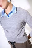 MAGLIA SCOLLO V MISTO LANA MERINOS GRIGIO