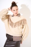 FELPA FRANGE DAVANTI DAINETTO BEIGE