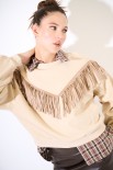 FELPA FRANGE DAVANTI DAINETTO BEIGE