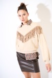 FELPA FRANGE DAVANTI DAINETTO BEIGE