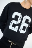 FELPA OVETTO OVERSIZE STAMPA NUMERO 26 NERO