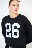 FELPA OVETTO OVERSIZE STAMPA NUMERO 26 NERO