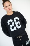 FELPA OVETTO OVERSIZE STAMPA NUMERO 26 NERO