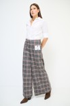 PANTALONE DRITTO QUADRI CON PACHT GRIGIO