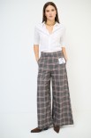 PANTALONE DRITTO QUADRI CON PACHT GRIGIO