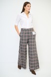 PANTALONE DRITTO QUADRI CON PACHT GRIGIO