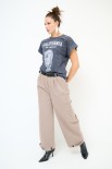 PANTALONE CON TASCONI +BORCHIETTE E CINTURA TORTORA