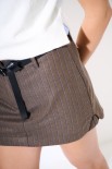 MINIGONNA/SHORT GESSATO CELESTE + CINTURA MORO