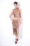 CROP TOP PAILLETTES GOCCIA BRONZO