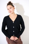 CARDIGAN CON BOTTONE GIOIELLO NERO