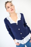 CARDIGAN CON BOTTONE GIOIELLO BLU