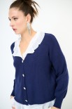 CARDIGAN CON BOTTONE GIOIELLO BLU