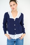 CARDIGAN CON BOTTONE GIOIELLO BLU