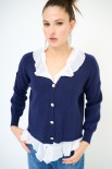 CARDIGAN CON BOTTONE GIOIELLO BLU