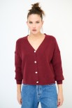 CARDIGAN CON BOTTONE GIOIELLO BORDEAUX