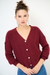 CARDIGAN CON BOTTONE GIOIELLO BORDEAUX