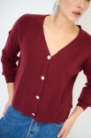 CARDIGAN CON BOTTONE GIOIELLO BORDEAUX