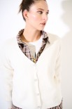 CARDIGAN CON BOTTONE GIOIELLO BURRO