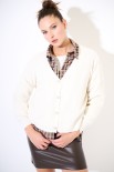 CARDIGAN CON BOTTONE GIOIELLO BURRO