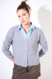 CARDIGAN CON BOTTONE GIOIELLO GRIGIO MEDIO