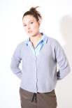CARDIGAN CON BOTTONE GIOIELLO GRIGIO MEDIO